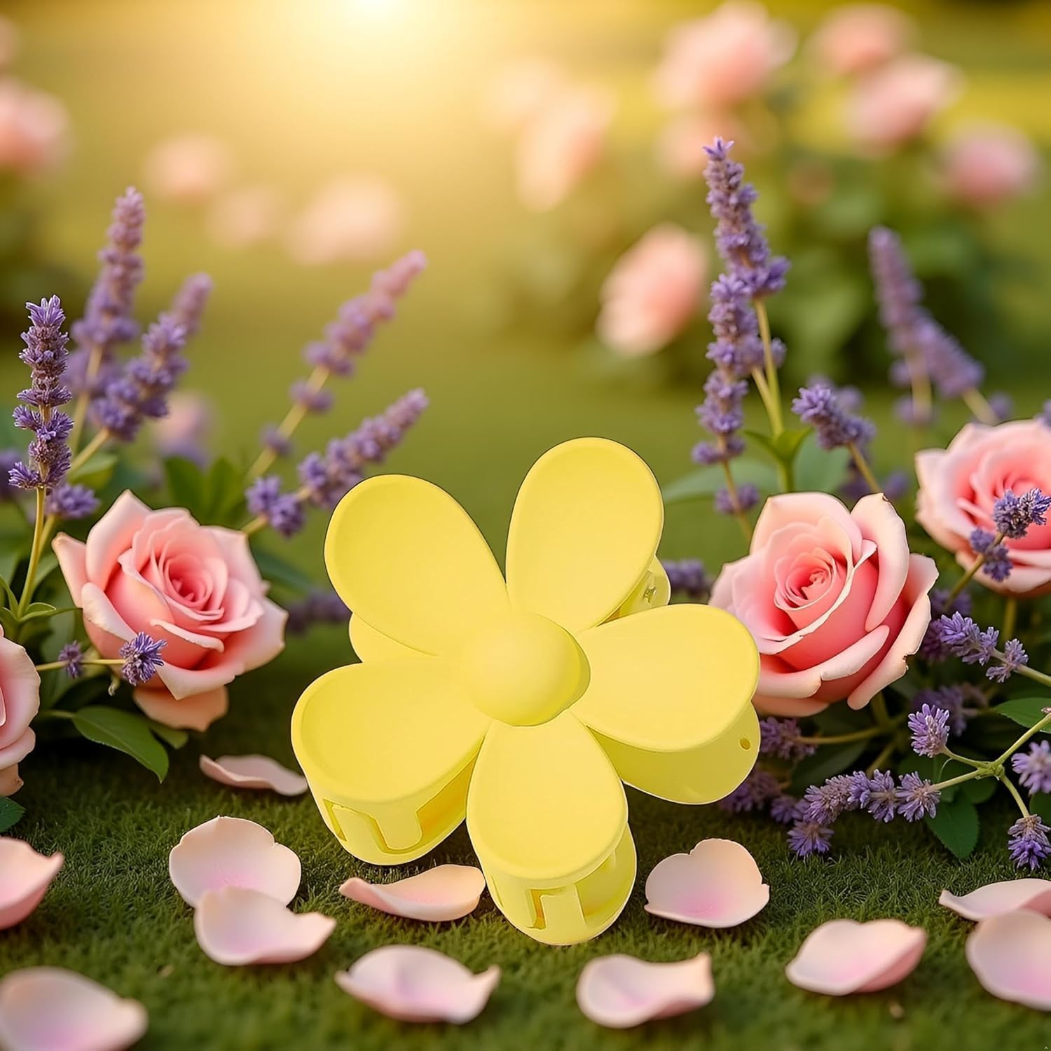 Yellow Flower Shaped Hair Claws Plastic Hair Claws Anti-Scratch Odor Useful Firm Lightweight Hair Accessories for Beauty and Personal Care Clip and Hair Clips image number 2