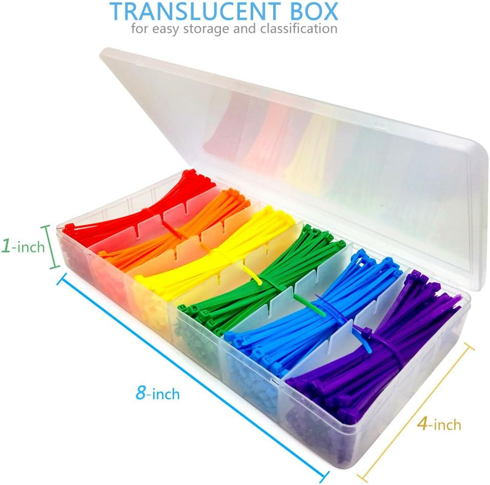 Lenitech 4" Multi-Purpose Cable Ties (600 Piece), Assorted Colored image number 2