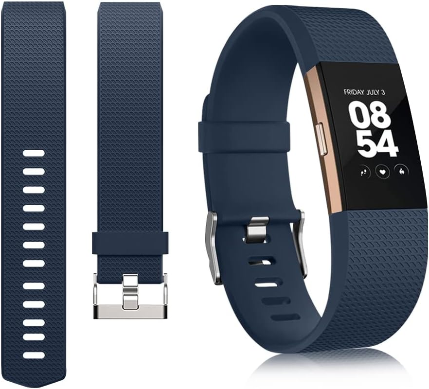 [3 Pack]Sport Bands for Fitbit Charge 2 Bands Women/Men, Soft Classic TPU Adjustable Comfortable Replacement Wristbands Straps for Fitbit Charge 2 - Starlight+Smoke Purple+Milk Tea image number 7