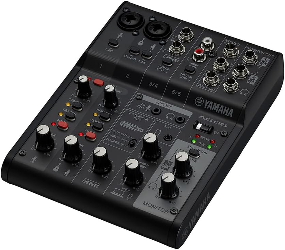 Yamaha AG06MK2 6-Channel Live Streaming Mixer, Black
