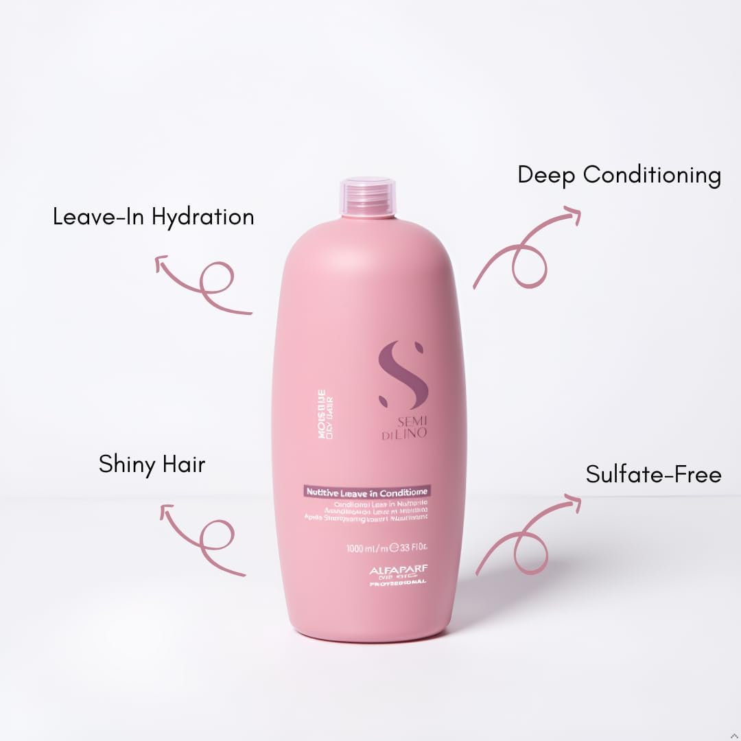 Alfaparf Milano Semi Di Lino Moisture Nutritive Leave-In Conditioner - Promoting Glossy, Silky Radiance - Softens, Nourishes and Protects - 33.79 Oz image number 2