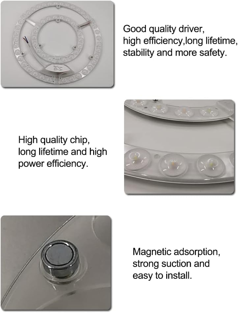 48W 10.5Inch 3848Lm LED Ceiling Light Fixtures Replacement Panel Retrofit Board Light Bulb Replace Incandescent Fluorescent Bulb round Tube,Led Ring Circle Light Panel Retrofit LED Light Engine -White image number 4