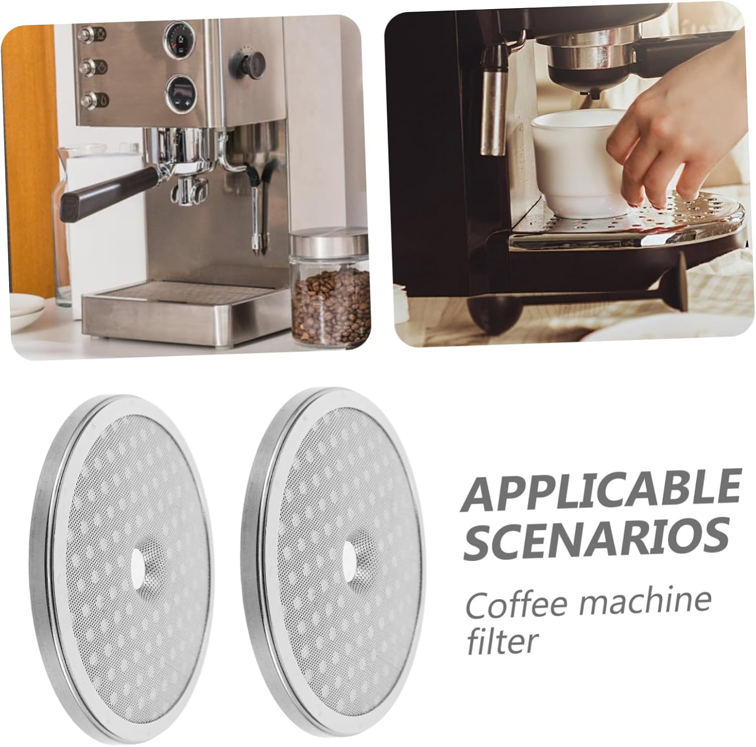 OKUMEYR 2Pcs Stainless Steel Coffee Filter Mesh Plate Reusable Espresso Puck Screen with Double Water Diffusion for Portafilter Basket Home and Office Use image number 6