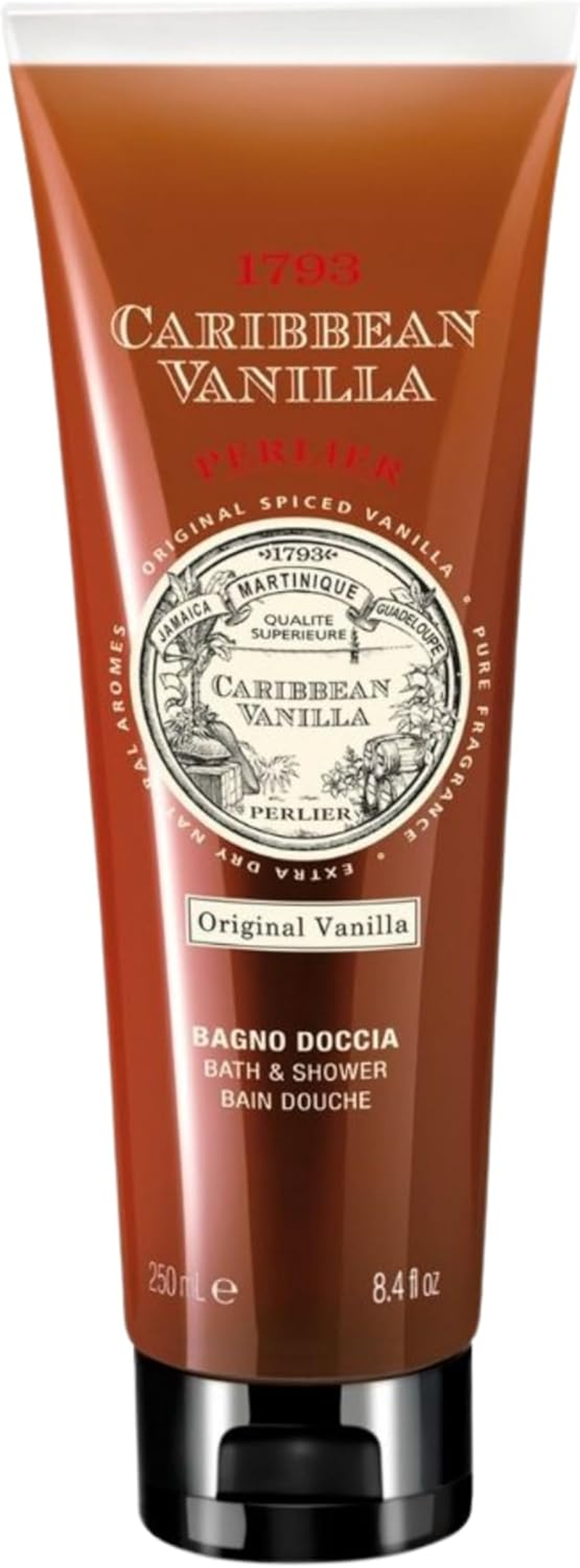 Perlier: "1783 Caribbean Vanilla" Bath & Shower, Original Vanilla Scent 8.4 Fluid Ounces (250Ml) Bottle [ Italian Import ]