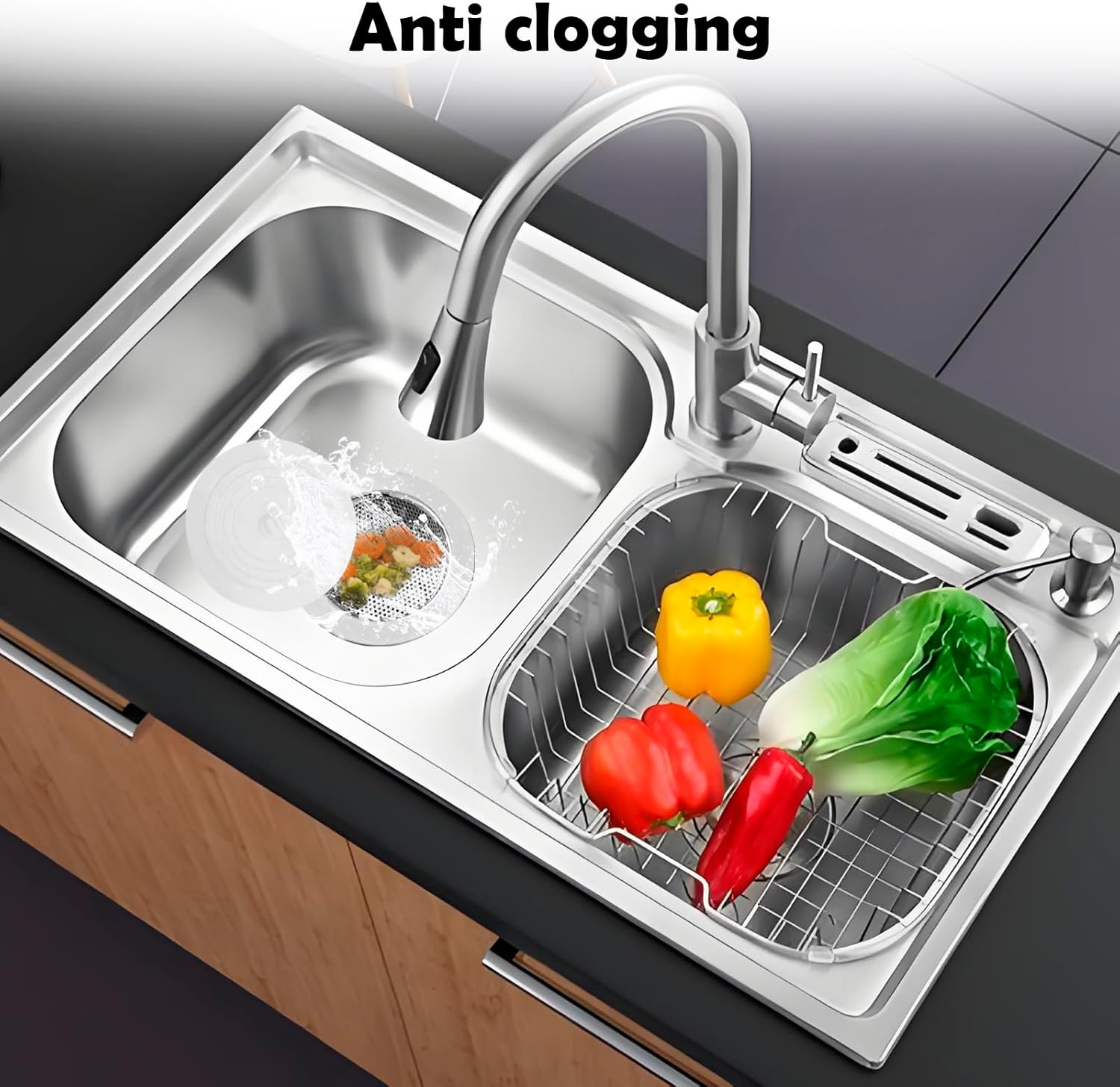 Meikurs Sink Strainer Stopper 4 Pack, Universal Silicone Sink Drain Plug Cover, Drain Water Stopper, 11CM Stainless Steel Sink Drain Strainer, Food Catcher for Kitchen Sink image number 5