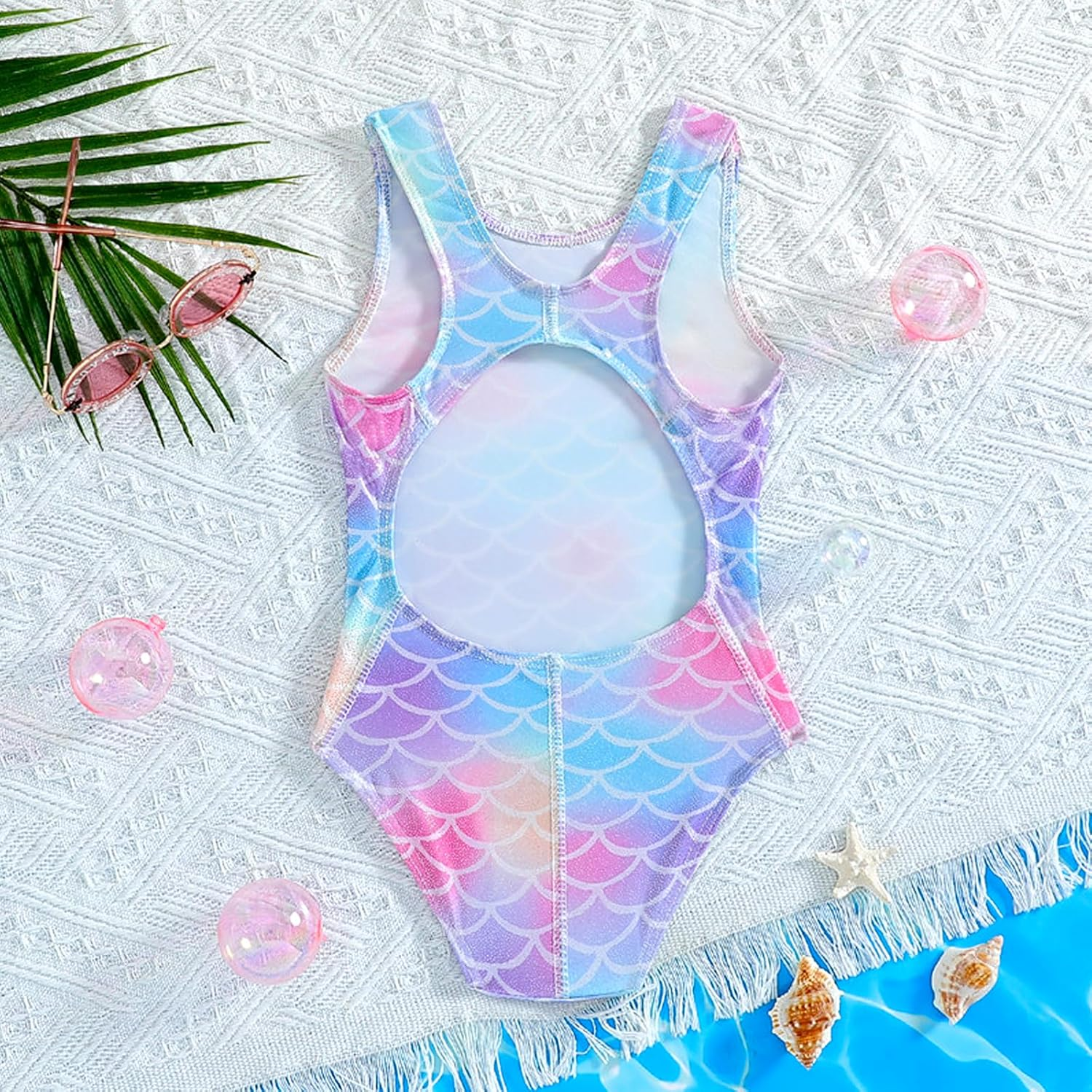 Supcomsta Girls One-Piece Swimsuit Kids Swimwear Set with Skirt, UPF 50+ Sun Protection, Quick-Dry Bathing Suit for Beach, Pool (7-12 Years)