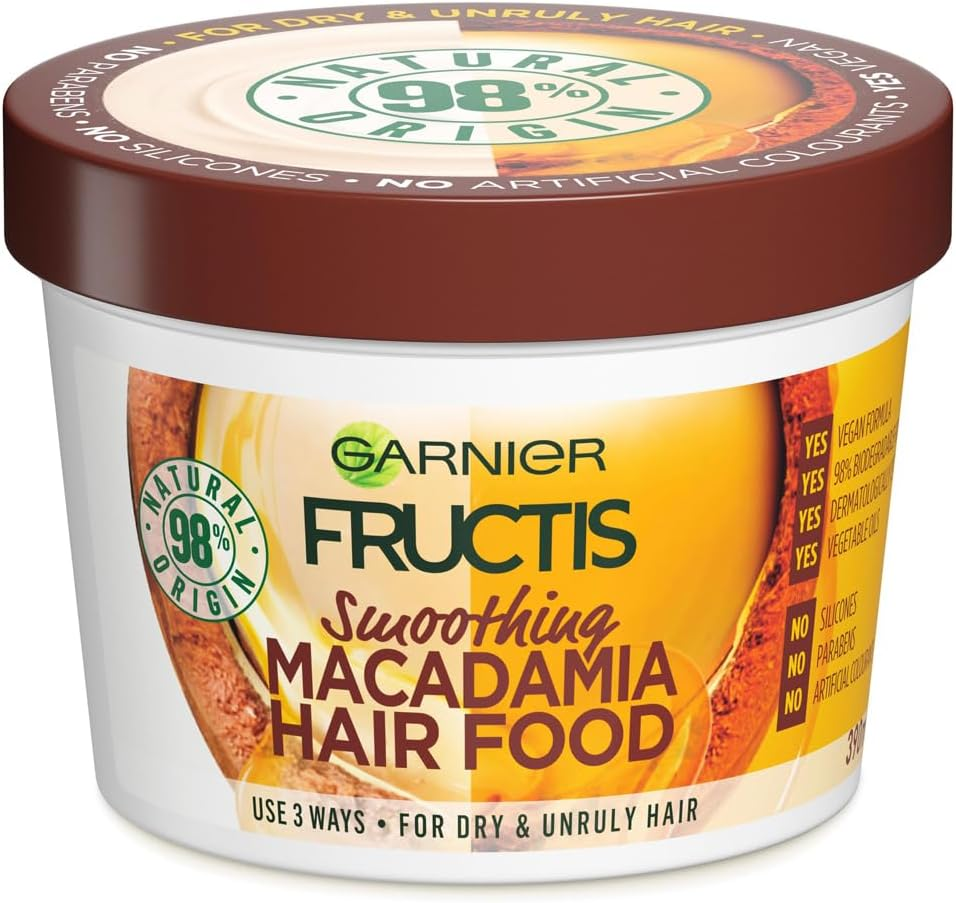 Garnier Fructis, 3-In-1 Hair Mask, Smoothing & Hydrating, Hair Food Macadamia, 390Ml image number 1