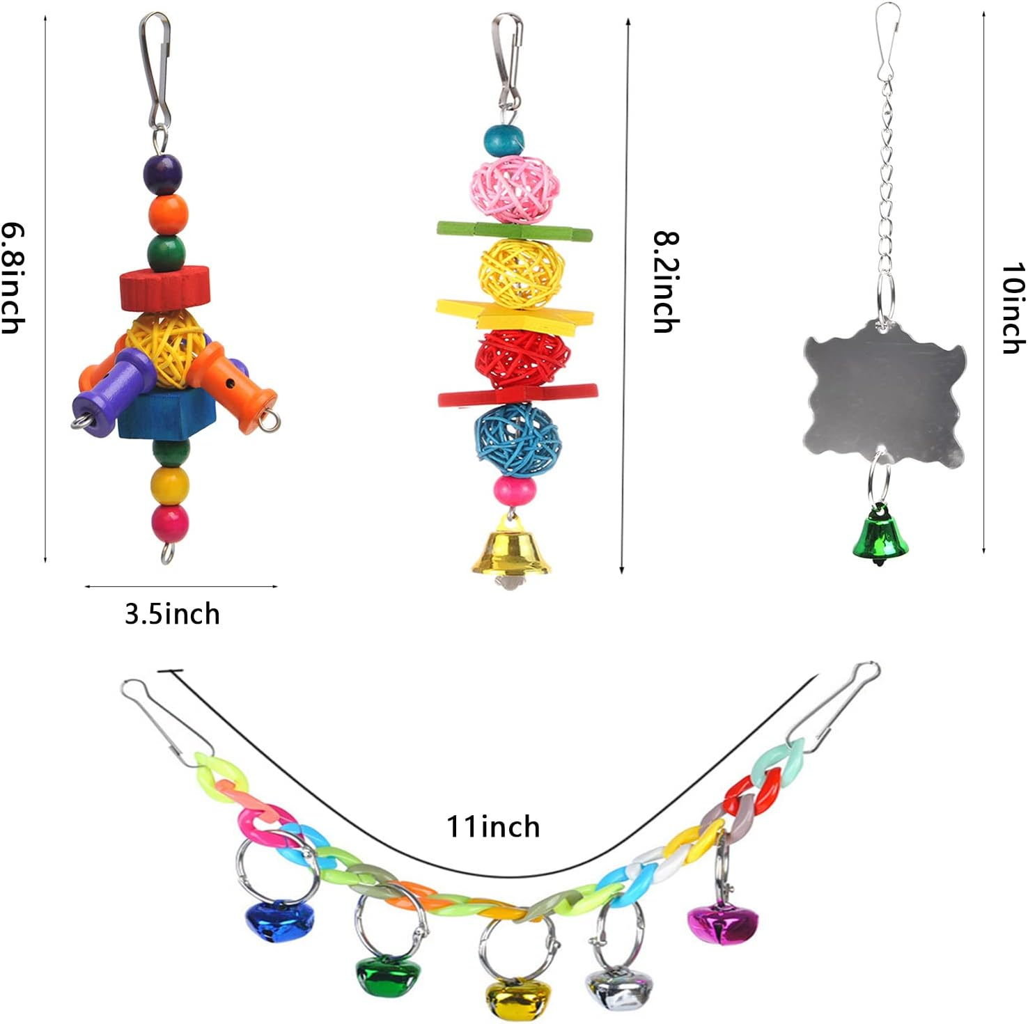 YBAONAN Bird Toys,Colorful Parrot Toys for Parakeets,8Pcs Hanging Parrot Toys Parakeet Toy for Small Bird Cockatiel,Love Birds, Finches