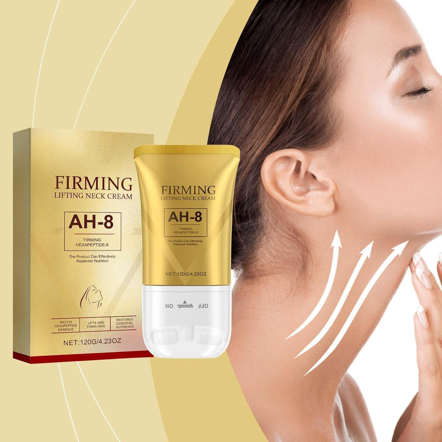 SM- Neck Firming Cream with AH-8 Peptide &ndash; Double Roller Lifting Serum for Neck, Chin & Chest &ndash; Hydrating with Ceramide NP &ndash; Sculpting & Anti-Wrinkle Formula &ndash; 50Ml