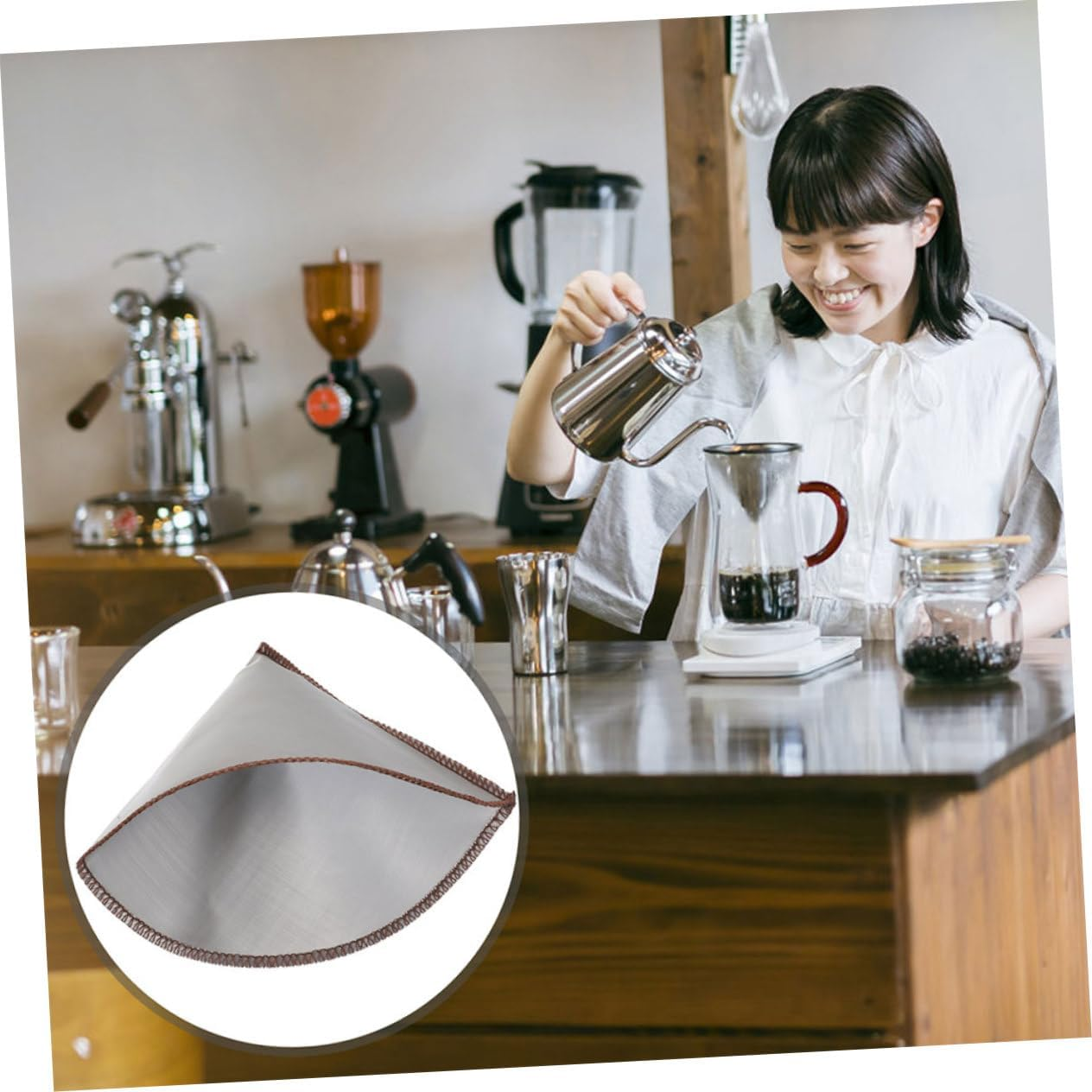 Happyyami 2Pcs Stainless Steel Coffee Filter Mesh Reusable Fine Strainer for Espresso Pour-Over Brewing Compatible with Cups Easy to Clean