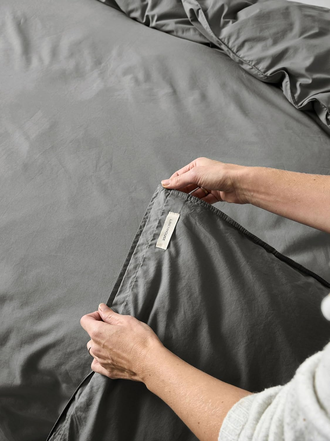 Linen House Terra Quilt Cover Set, Steel, Double Bed