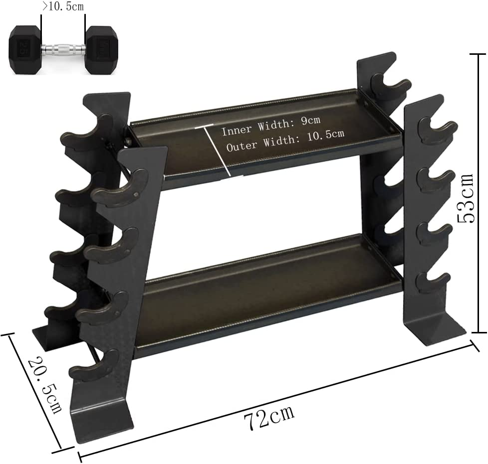Compact Solid Metal Kettlebell Dumbbell Rack Storage Stand Home Gym Black 200KG image number 1