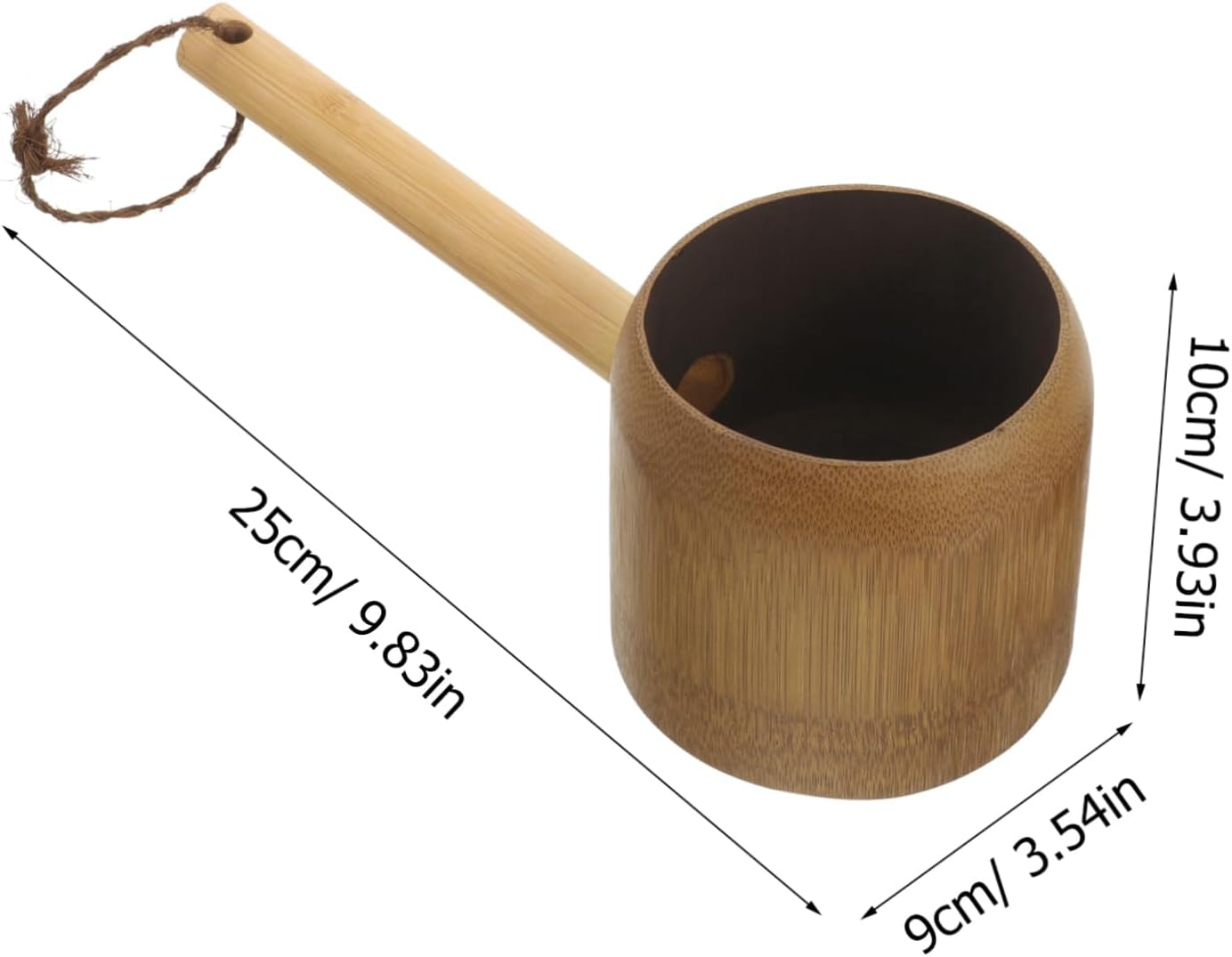 Healeved Bamboo Shampoo Spoon Dipper Water Bucket Indoor Watering Ladle Bath Cup for Rinsing Hair Shower Bucket Bathroom Mug Bath Rinser Cup Bath Water Cup Bathroom Shower Ladle Ladles image number 3