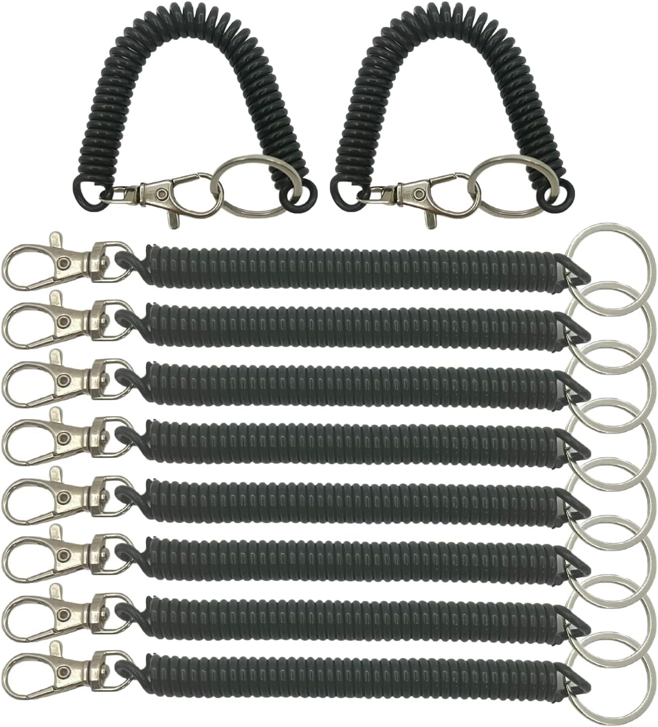LIGHUFEIC 10 Pack Retractable Coil Springs Keychain Coil Cord Key Chain Holder Lanyard Lobster Clasp and Spiral Lanyard Keep Keys Safe, Prevent Losing image number 2
