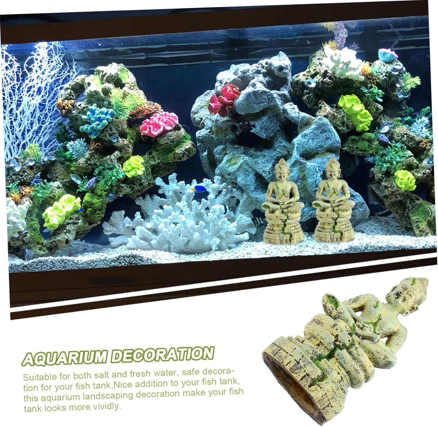 PENIKOKO Unique Aquarium Landscape Fish Tank Ornament Resin Buddha DIY Decor for Pet Fish image number 4