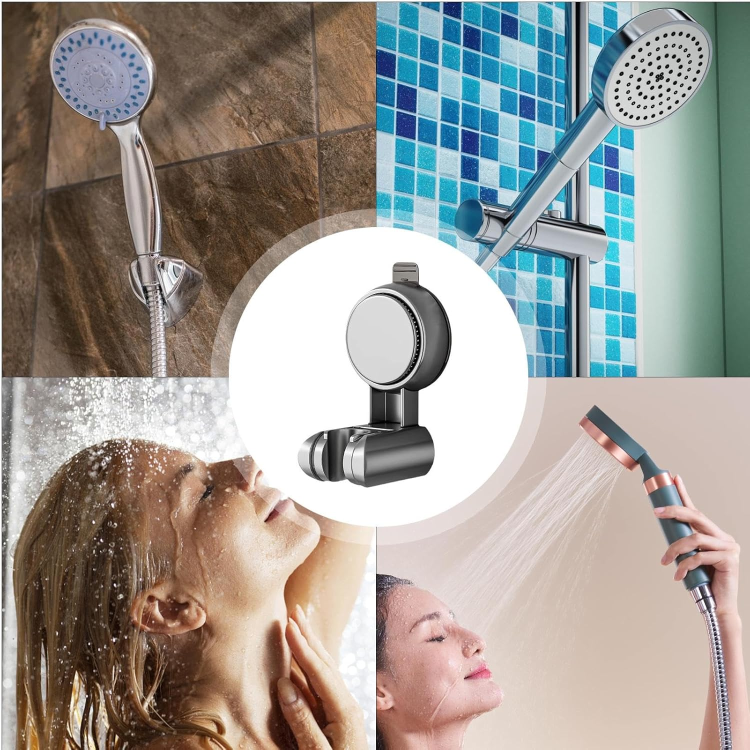 Shower Hose Holder - Shower Head Wall Mount,360-Degree Rotation Adapter Attachment Mounting Fixing for RV Bathtub Apartment Home Outdoor Room image number 4