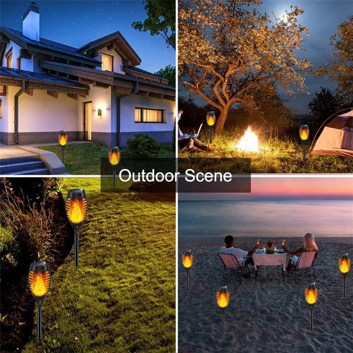 Solar Lights Outdoor, Solar Garden Lights with Flickering Flame for Garden Decorations, Solar Torch Light, Waterproof Solar Powered Outdoor Lights, Flame Torches for outside Patio Pathway Yard(6 Pack) image number 6