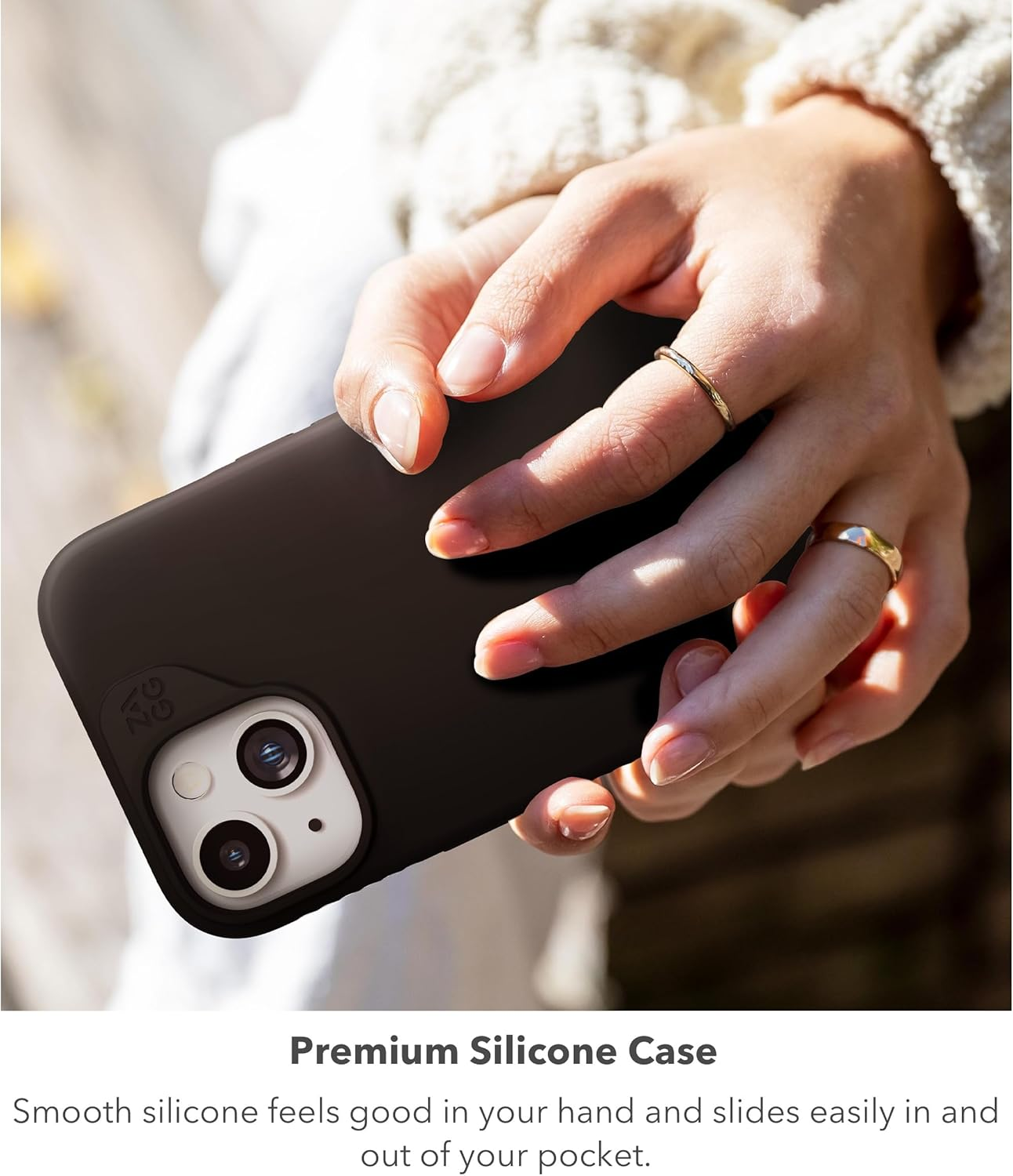 ZAGG Manhattan Snap Iphone 15/14/13 Case - Premium Silicone Iphone Case, Durable Graphene Material, Smooth Surface with a Comfortable Ripple Grip, Magsafe Phone Case, Peach Pink image number 3