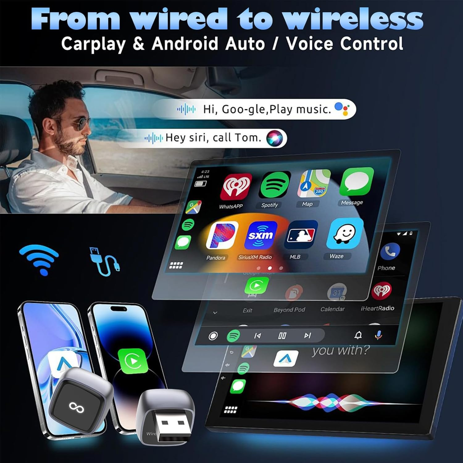 Wireless Carplay Adapter, 2025 Upgrade Mini Edition, Convert Wired to Wireless Carplay Adapter for Ios 10+ & Cars from 2015+, Fast Stable Dongle Connect, Usb/Type-C Extension Cable