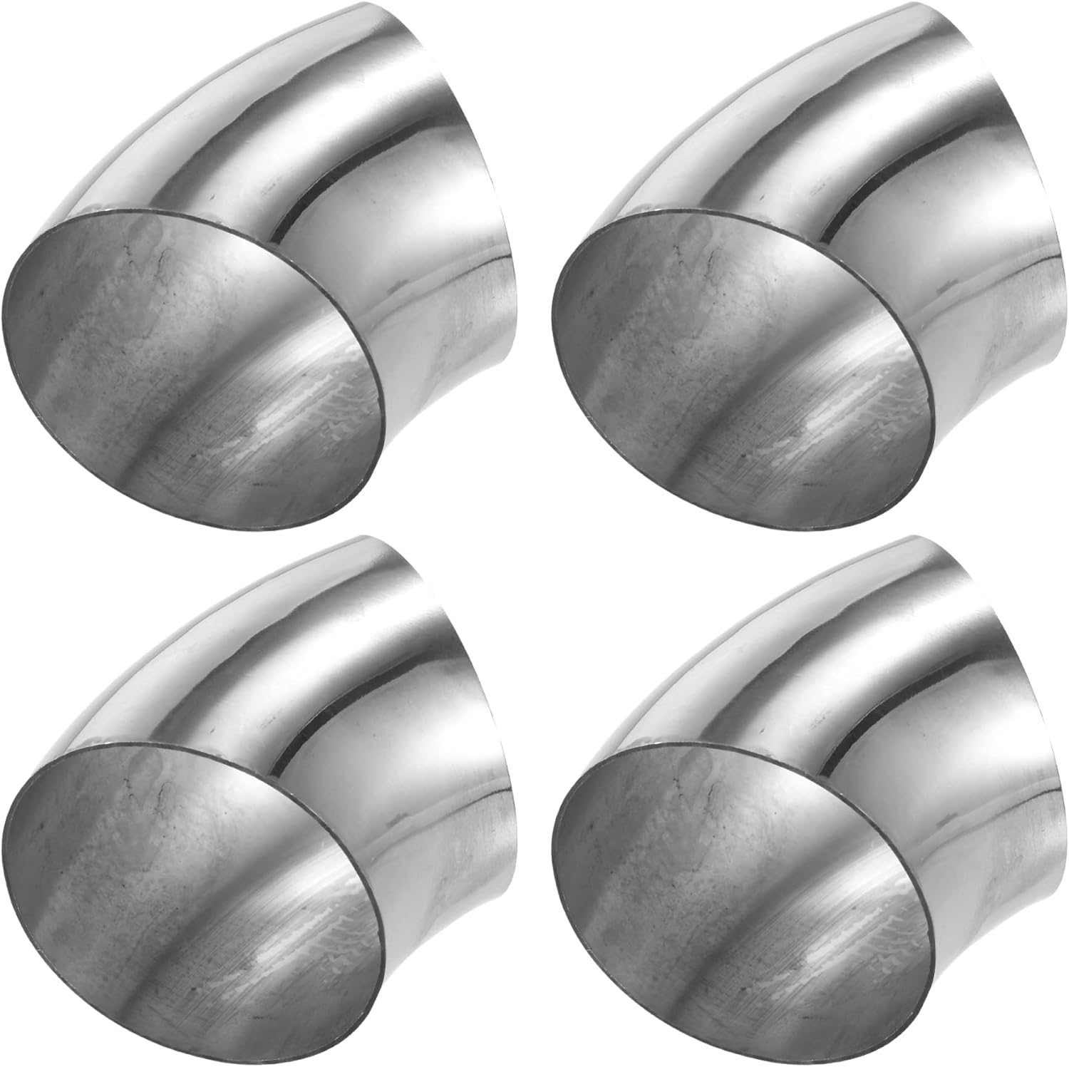 X AUTOHAUX 4 Pcs OD 3 Inch 45 Degree SS304 Stainless Steel Bend Tube Exhaust Elbow Pipe for Car Modified Exhaust System 3" Piping Silver Tone image number 3