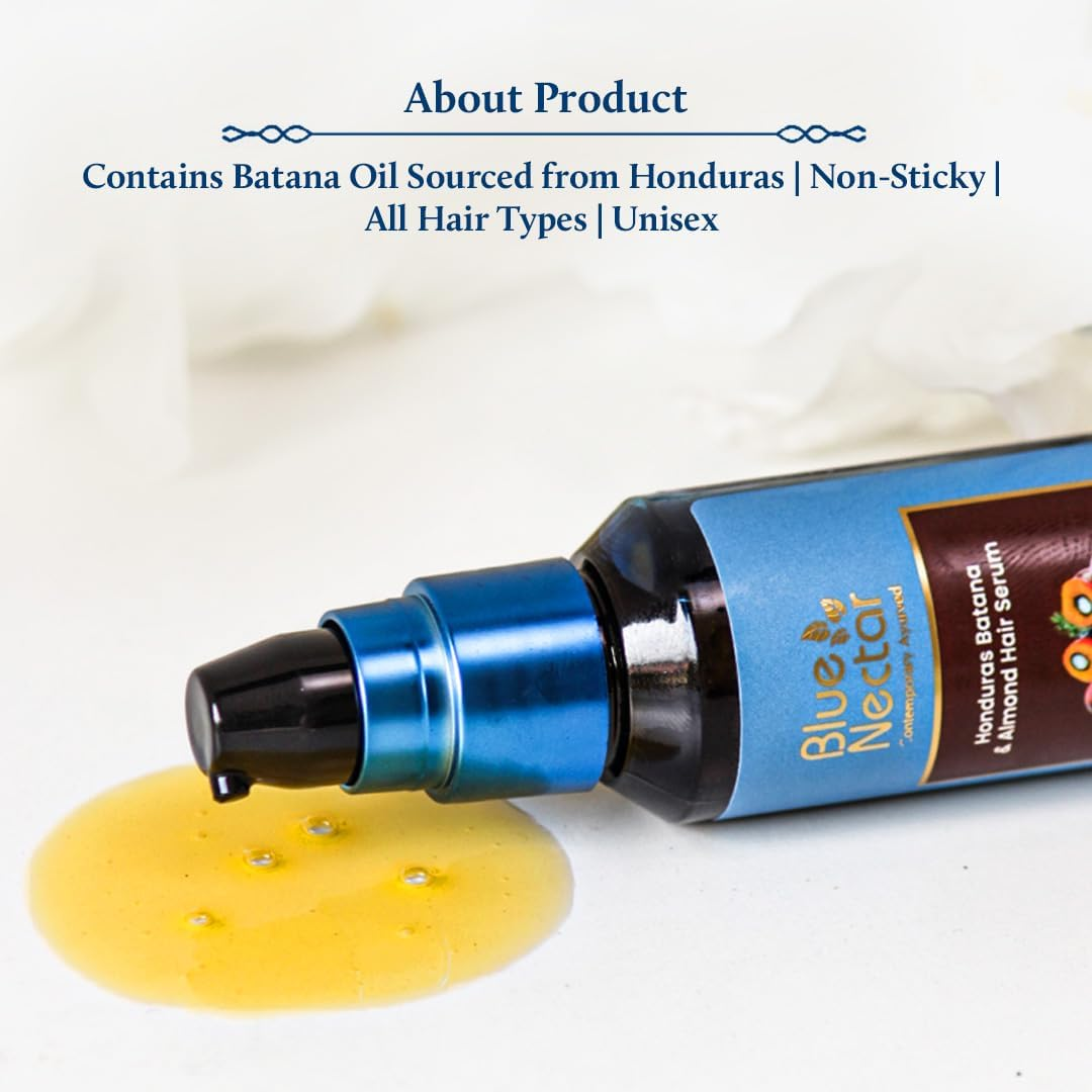 Blue Nectar Honduras Batana Hair Serum for Fuller Hair | Non Greasy Formula | All Hair Types | Hair Growth Serum for Women & Men (18 Herbs, 50Ml)