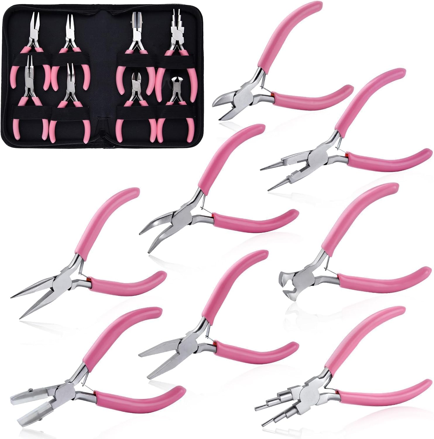 SPEEDWOX 8Pcs Jewelry Making Pliers Set Flat Nose Pliers Smooth Jaw & Serrated Jaw Wire Looping Pliers End Cutting Pliers Wire Cutter Chain Nose Pliers Bend Nose Pliers round Nose Pliers with Cutter image number 1