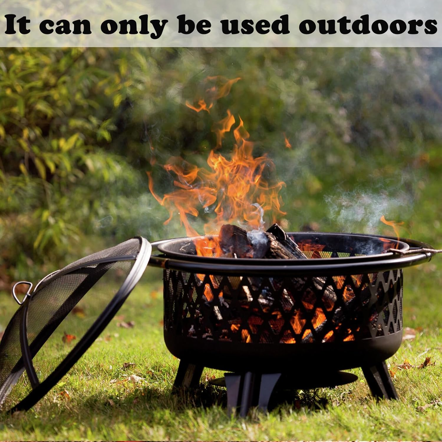 Outdoor Metal Fire Pit Backyard Patio round Garden Stove Fire Pit with Poker image number 2