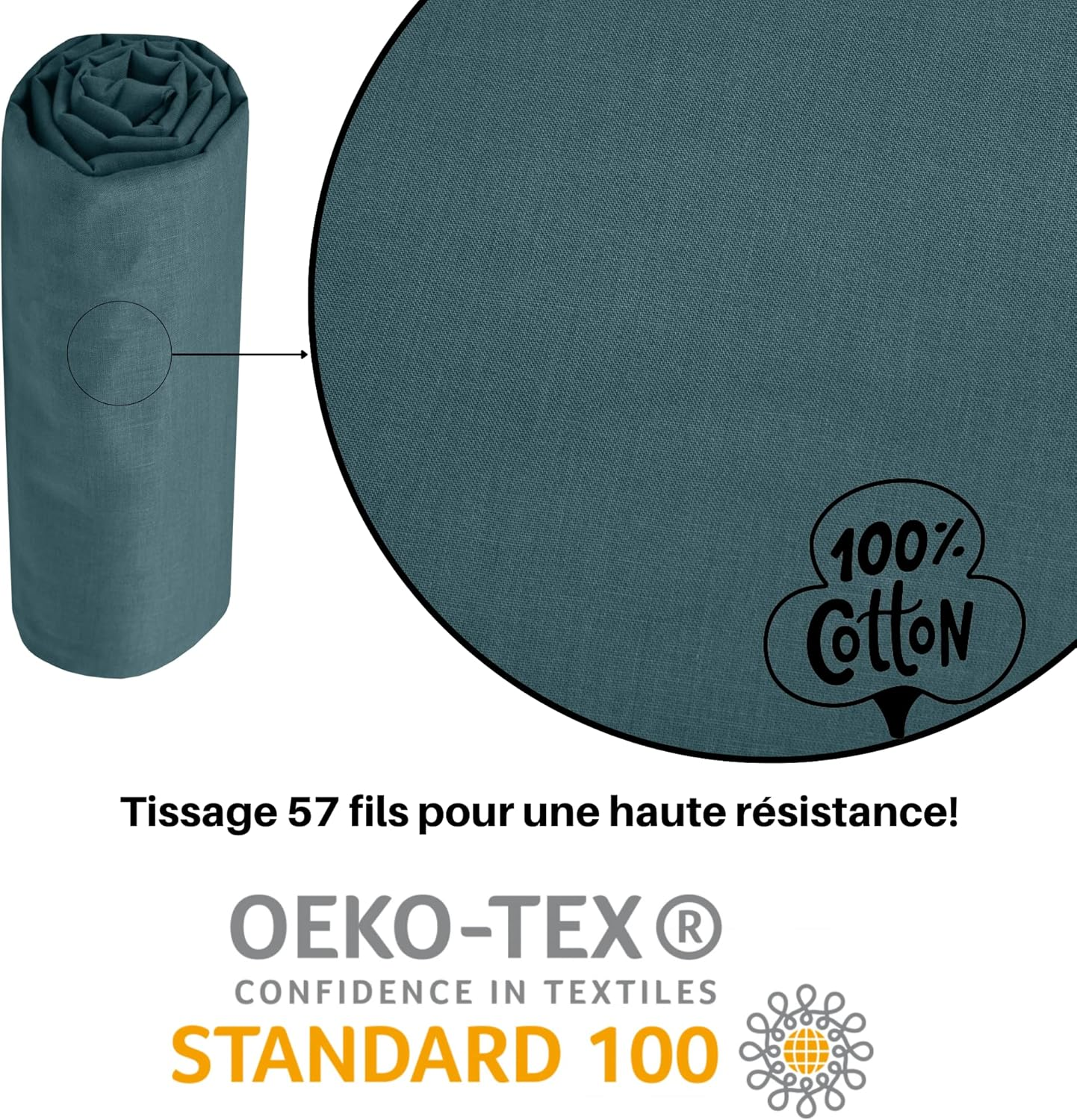 STOF - Fitted Sheet - Size 160 X 200 Cm - Large 30 Cm - 100% Oeko-Tex Certified Cotton - Eucalyptus - Eden Model - Bed Linen for the Home - Soft and Comfortable for a Cosy Nest image number 2