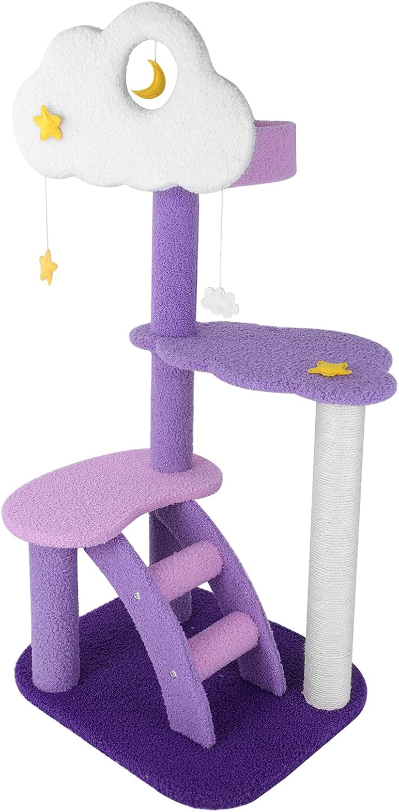 Lucky Monet 43 Inches Cat Tree Tower for Indoor Cats, 3-Layer Purple Cute Purple Pink Cat Tree Unique Cat Condo with Scratching Post image number 1