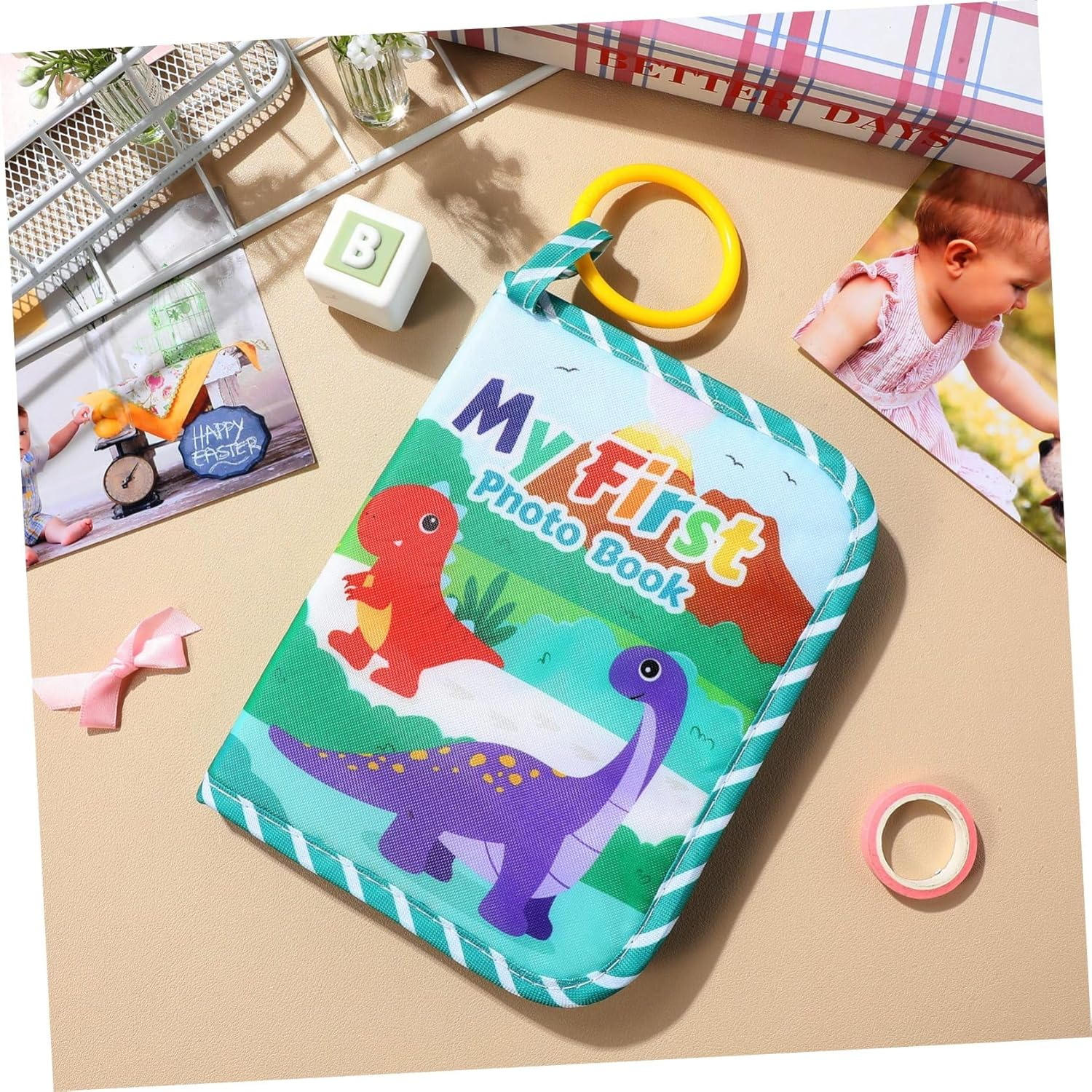 Dinosaur Baby Photo Album Soft Cloth Keepsake Book Toddler Memory Picture Album for Newborn Anniversary Baby Girl or Boy Photo Book Family image number 4