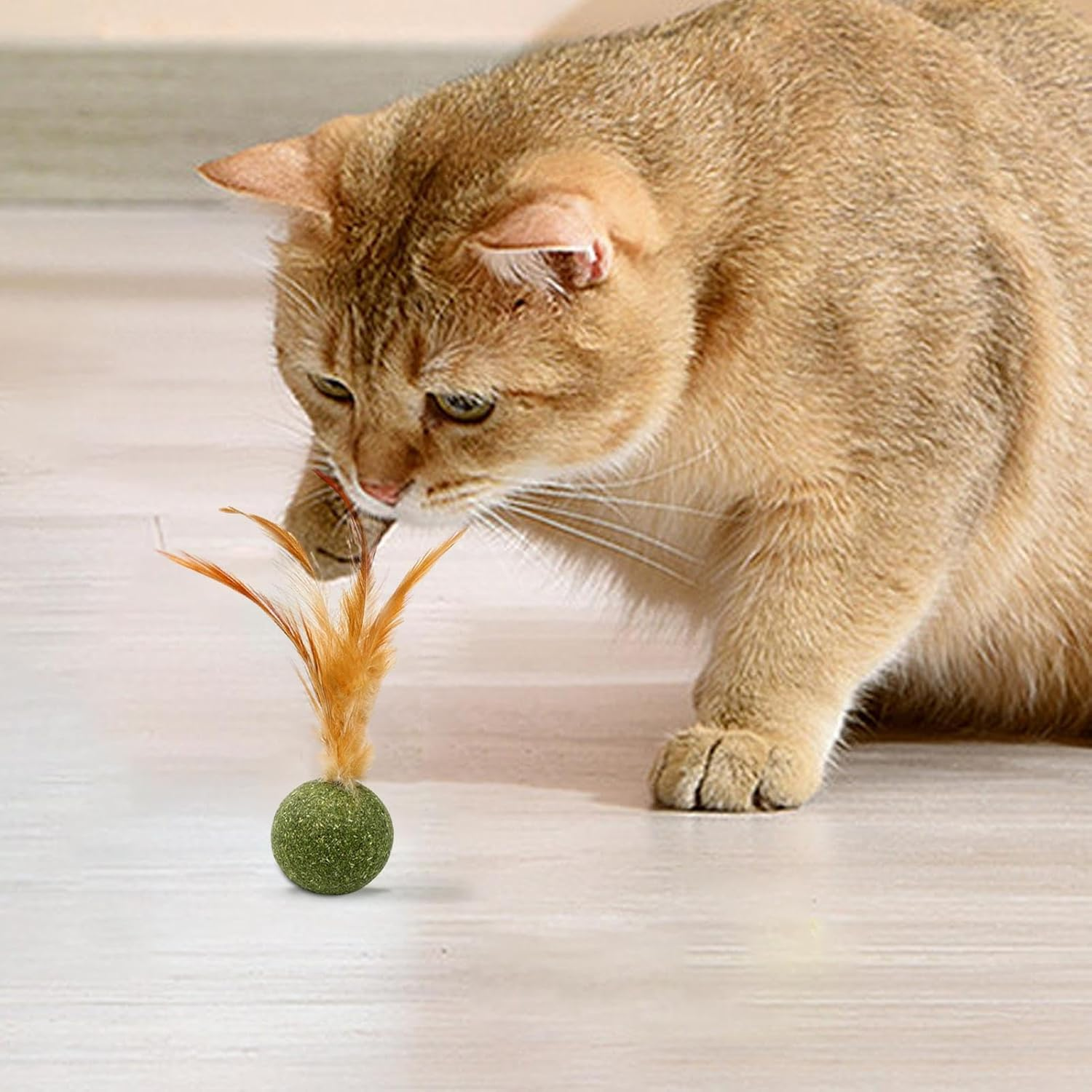 Catnip Balls for Cats | Cat Teething Toys with Tail | Lickable Energy Ball for Hunting Play Teeth Cleaning Mental Stimulation Boredom Indoor Outdoor Fun Activities image number 3