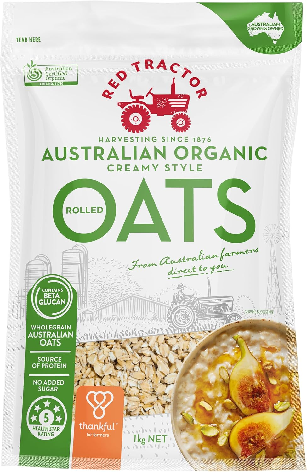 Red Tractor Foods Australian Organic Creamy Style Rolled Oats 1Kg image number 3