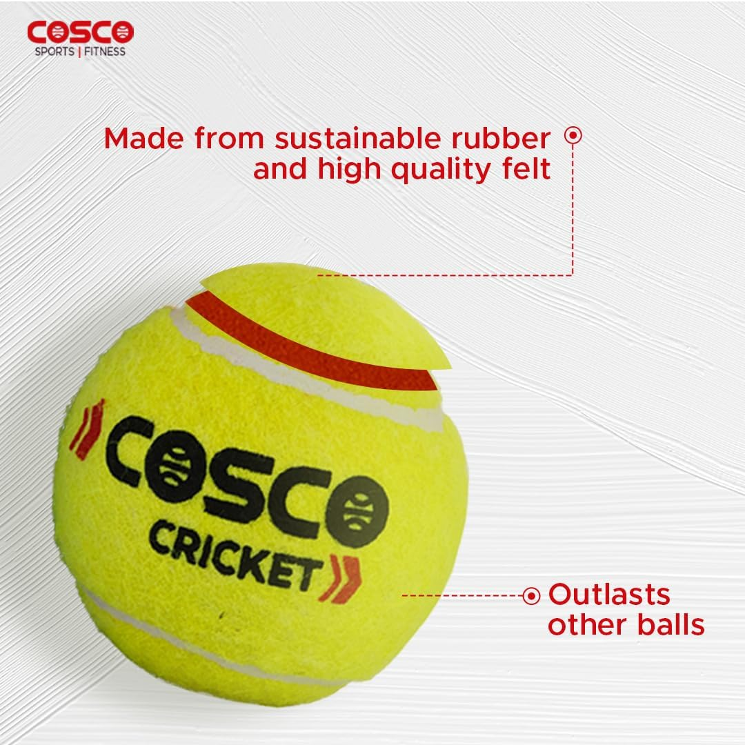 Cosco Light Cricket Tennis Ball (Pack of 6) Outer Material: Rubber, Color: Green, Standard Size image number 3