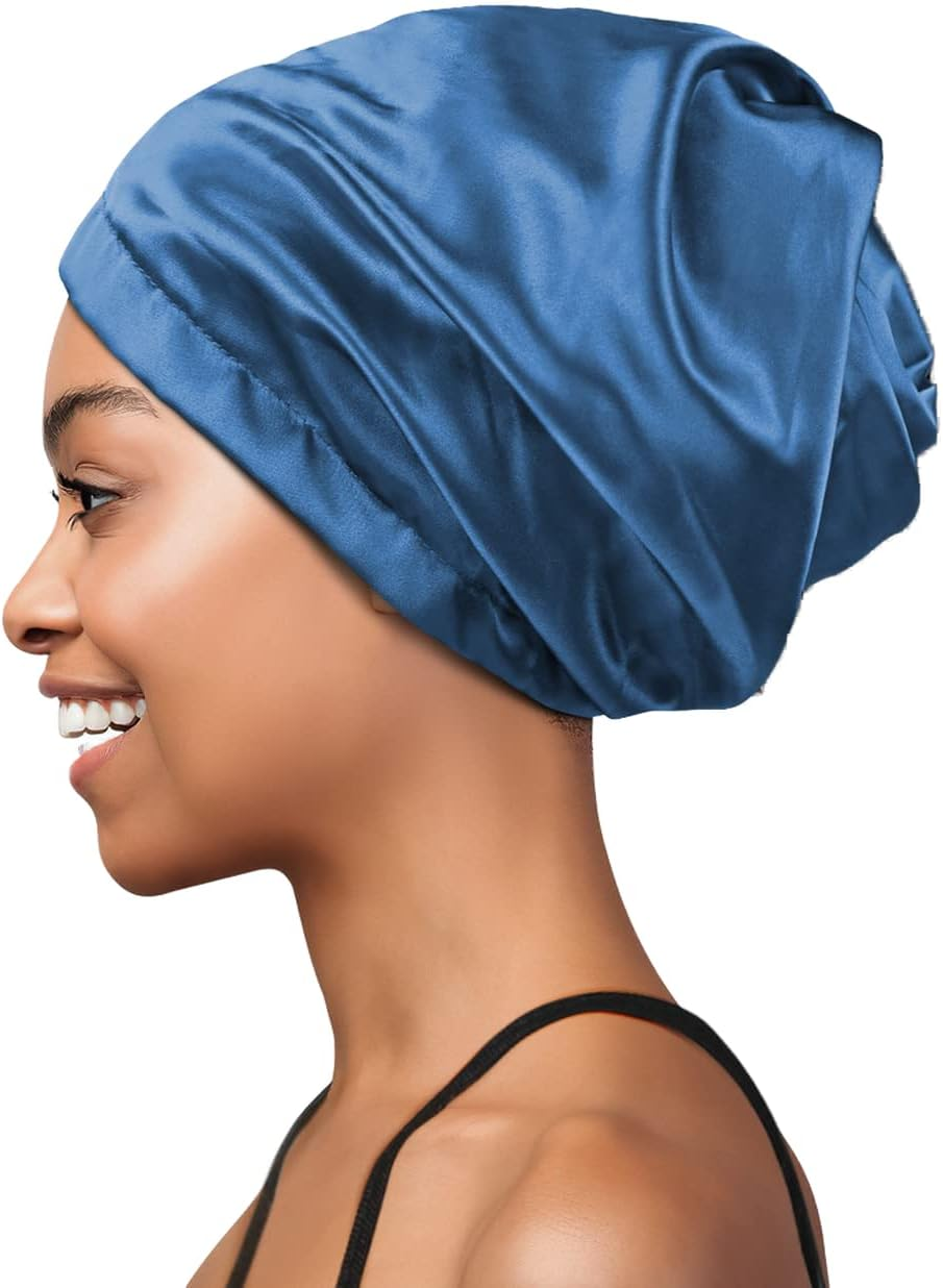 Cozy Slouchy Beanie Satin Bonnet Sleeping Hat with Open Top image number 6