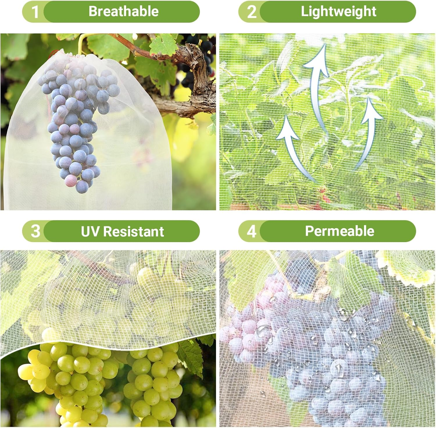 Mesh Fruit Protector Bags, 50 PCS 14X21 Inch Large Fruit Bags for Fruit Trees, Durable Garden Barrier Netting Bag Protect Watermelon Cantaloupe Mango Apricot from Insect Pest Bird image number 3