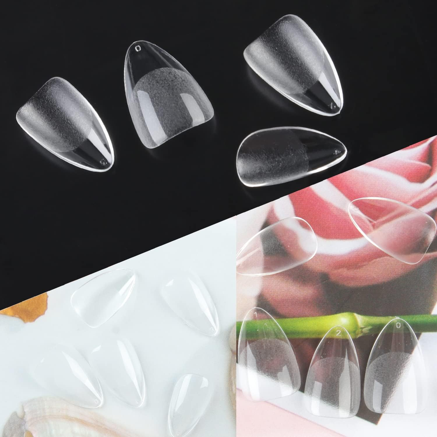 UNA GELLA Short Almond Nail Tips: 504PCS Short Fake Nails Soft Press on Gel Nail Tips Pre Shaped Almond Shape Home Nail Extension Full Cover, 12 Sizes Acrylic Gelly Tips image number 1