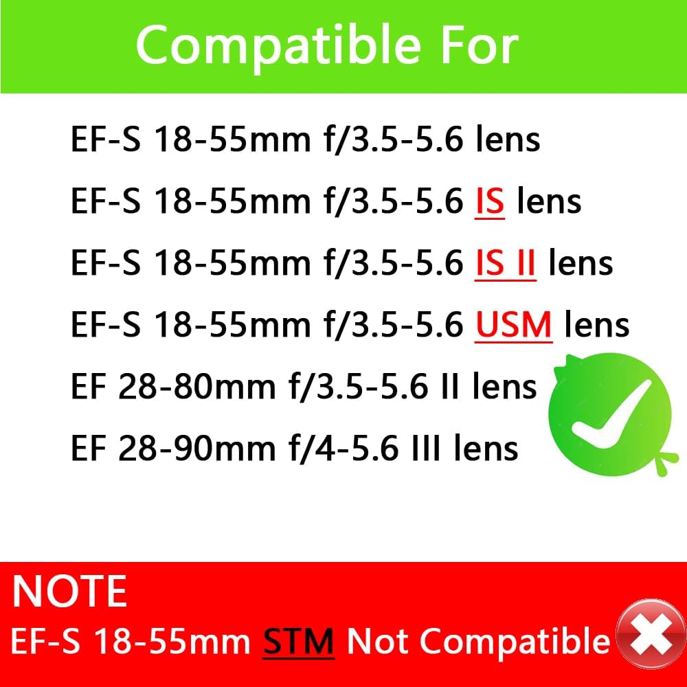 EW-60C Lens Hood & 58Mm Lens Cap Compatible for Canon T8I T7I 4000D Camera Kit EF-S 18-55Mm F/3.5-5.6 Lens (2 Pack) image number 5