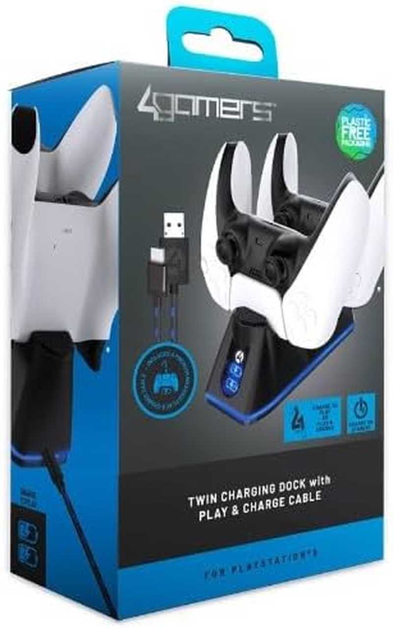 4Gamers SP-C100 V Twin Charging Dock with 2M Play & Charge Cable for PS5 - Black image number 5