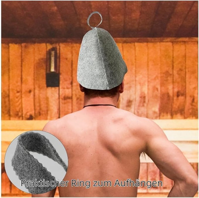 3 Pcs Sauna Hat,Sauna Hats for Men Women,Wool Sauna Hats Sauna Shower Use Caps,Sauna Hat Vaporarium Hat,Sauna Wool Cap Russian Banya Cap,Steam Bath Shower Sauna Accessories Universal for Women Men (A) image number 4