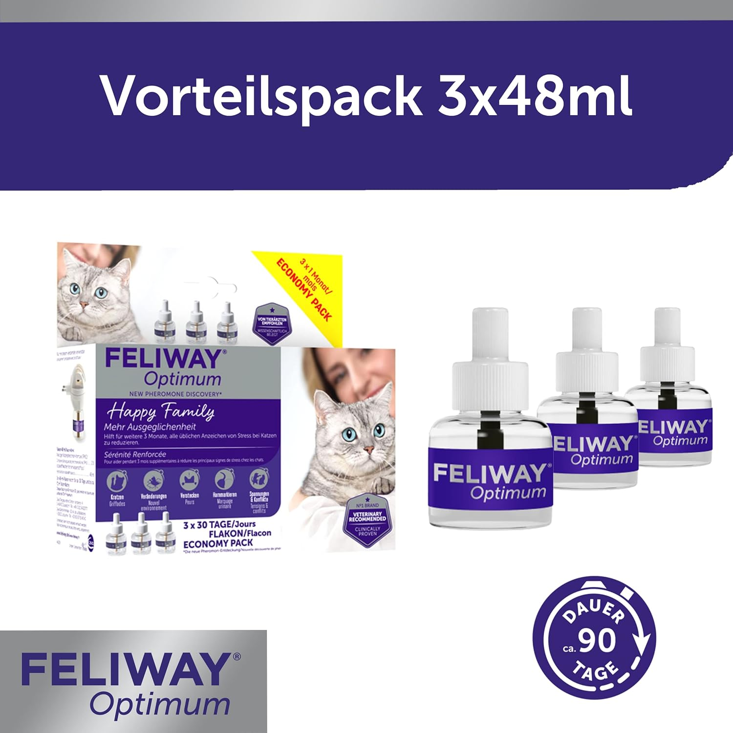 FELIWAY&reg; Optimum Value Pack | 3 Months Balance & Relaxation for Cats | 3 X 48 Ml Refill Bottles image number 4