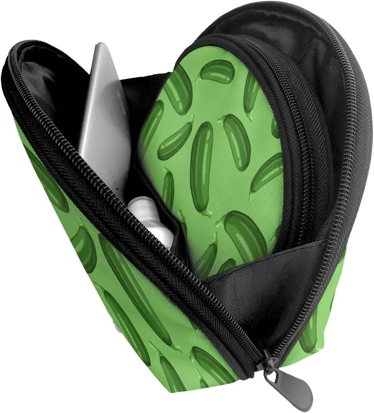 Cozimangoe Coin Pouch Makeup Bags Set, 2 Piece Shell Shape Cosmetic Bag with Pockets for Daily Travel Handbag Lipstick Keys Toiletry, Personalized Green Ripe Zucchini