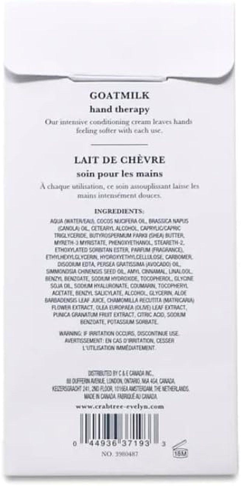 Crabtree & Evelyn Goat Milk Hand Therapy Cream, 3.5 Oz - Moisturizer for Dry Skin