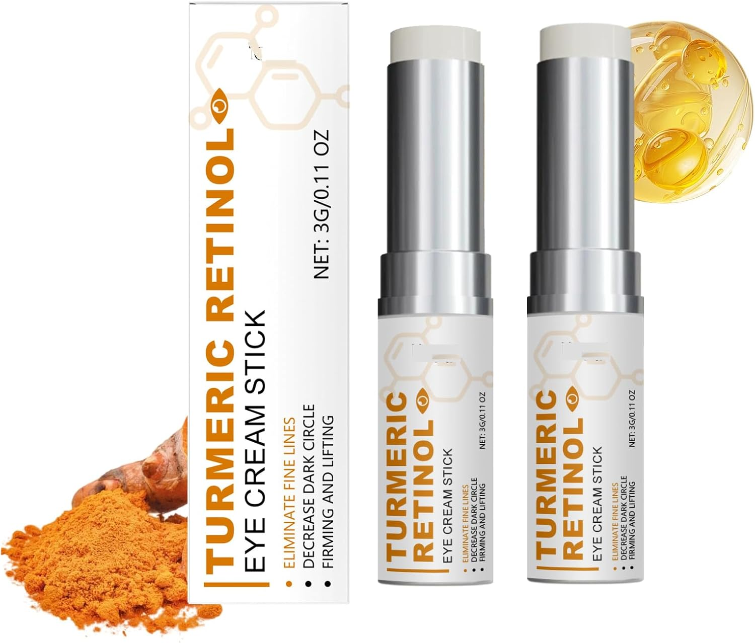 Turmeric Retinol Eye Cream Stick - 2PCS, Eye Balm for Skin-Nourishing & Age-Defying Daily Eye Care, 3G/0.11Oz Each image number 3