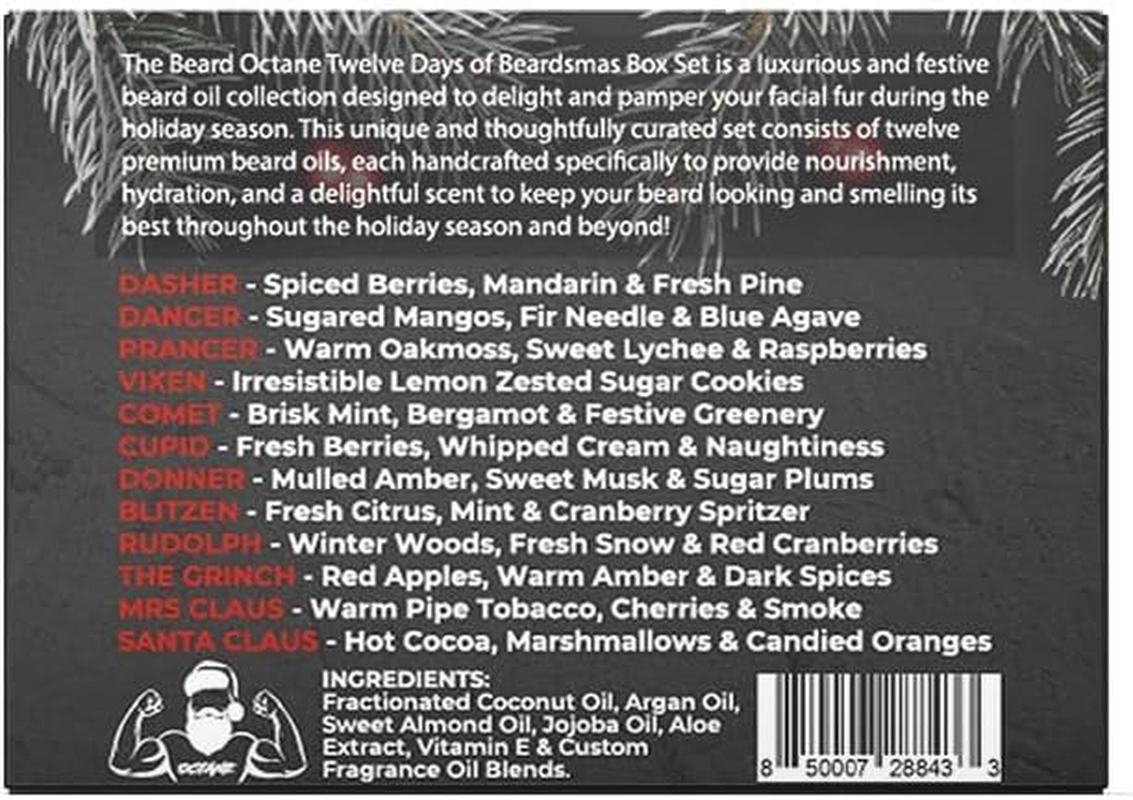 Beard Octane Holiday Beard Oil Gift Set - for Guys - Advent Calendar for Men image number 2