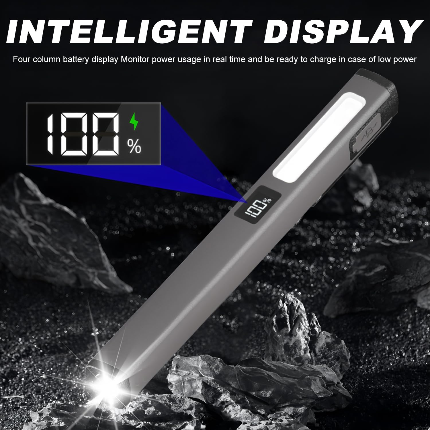 Calenxy Pack of 2 LED Pen Lamp with Magnet, COB Work Light, Rechargeable, 6 Modes, Portable Inspection Lights with Magnetic Clip for Emergencies, Repairs and Outdoor Lighting image number 3