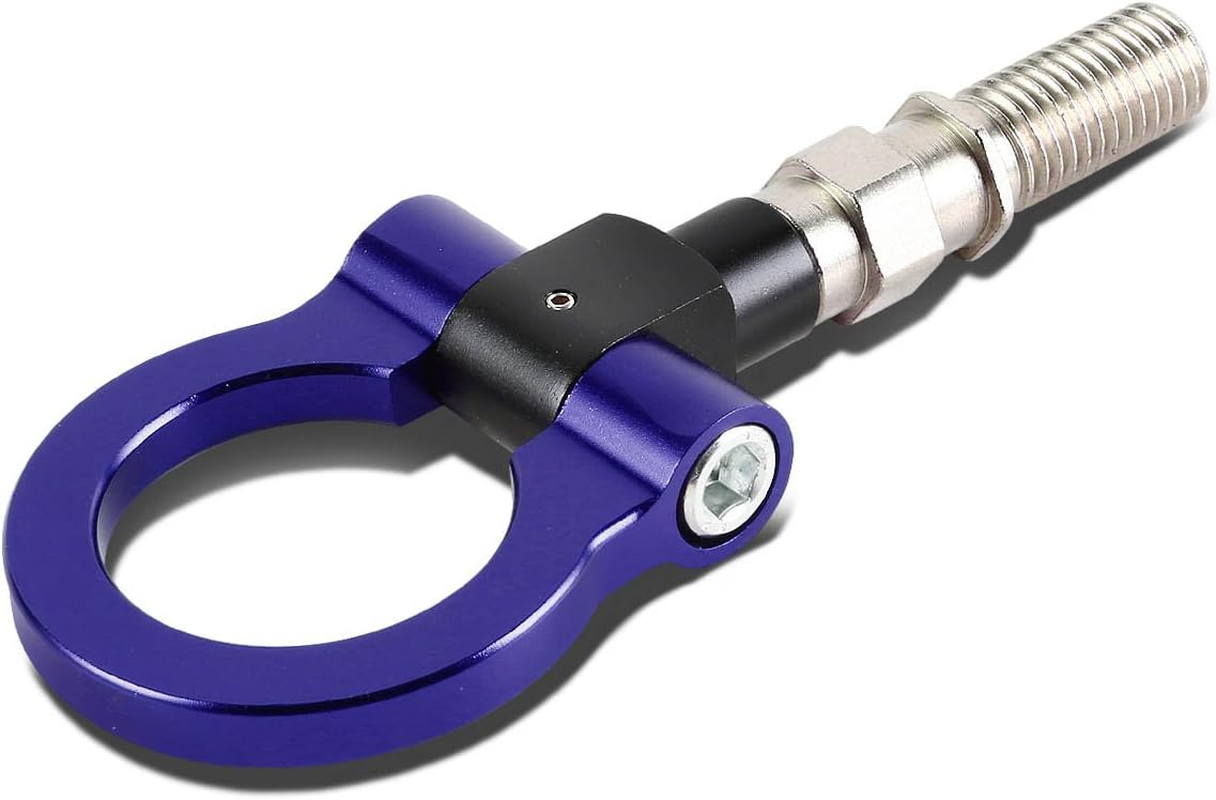 DNA THK-JDM-BL Blue Aluminum Front/Rear Japanese Car Trailer Tow Hook Ring Kit - M18 X 2.5