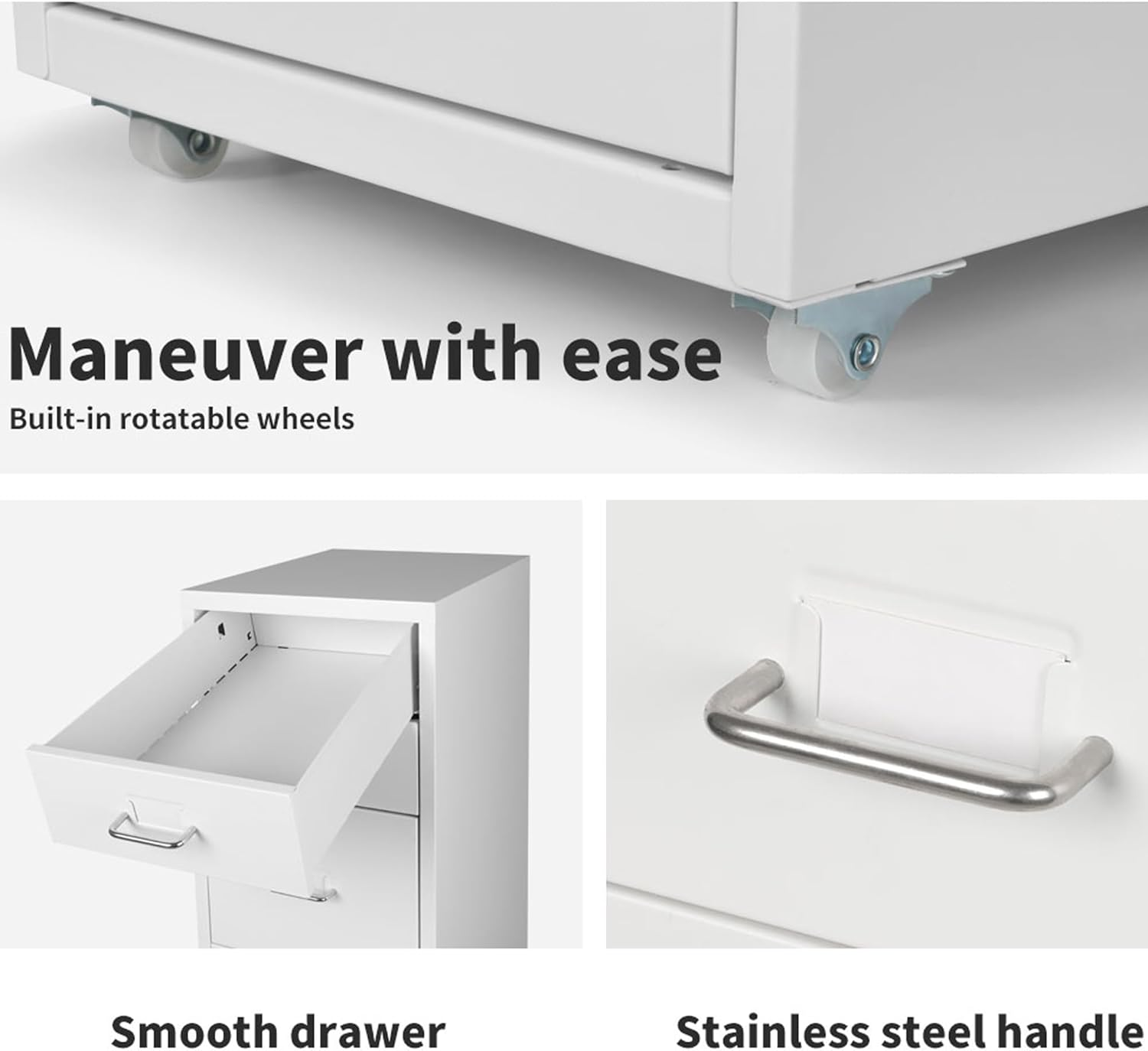 LEVEDE Mobile File Cabinets with 8 Drawers, Metal Chest of Drawers Anti-Rust, Bedside Cabinet Organiser, Multi-Purpose Home Office Furniture for Living Room, Bedroom, Bathroom, Office (White)