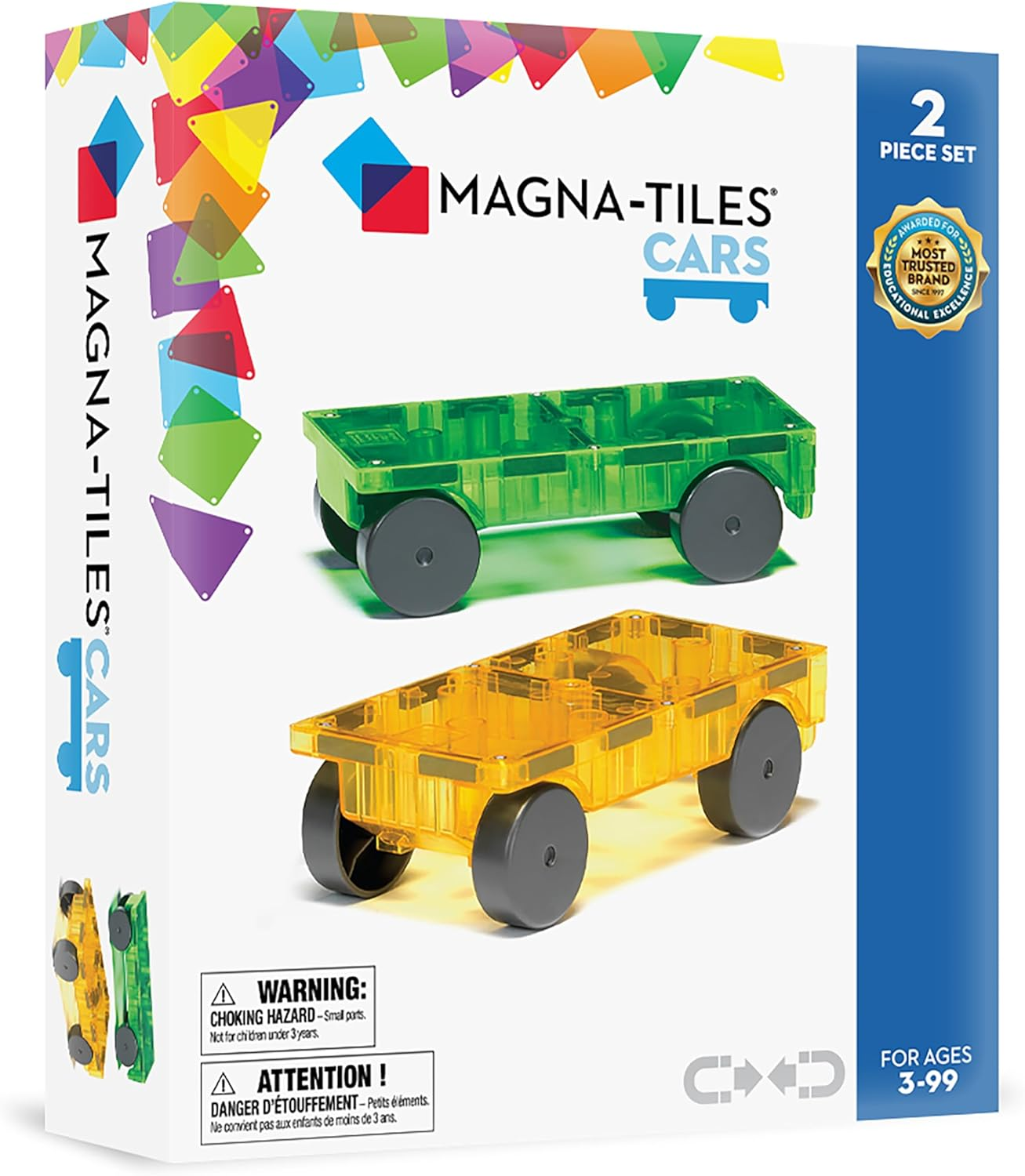 Magna-Tiles Cars Expansion 2-Piece Set, Green/Yellow image number 3
