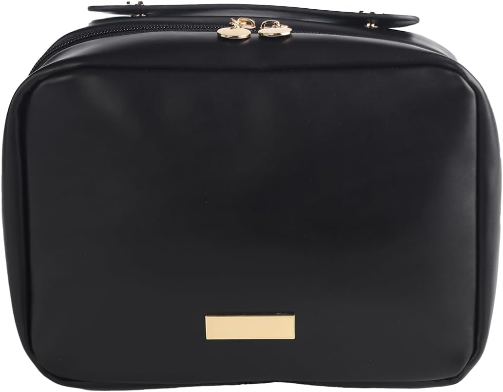 DDPOND Portable Large Capacity Cosmetic Bag, Skincare Products, Makeup Brush Storage, Double Layer (White)