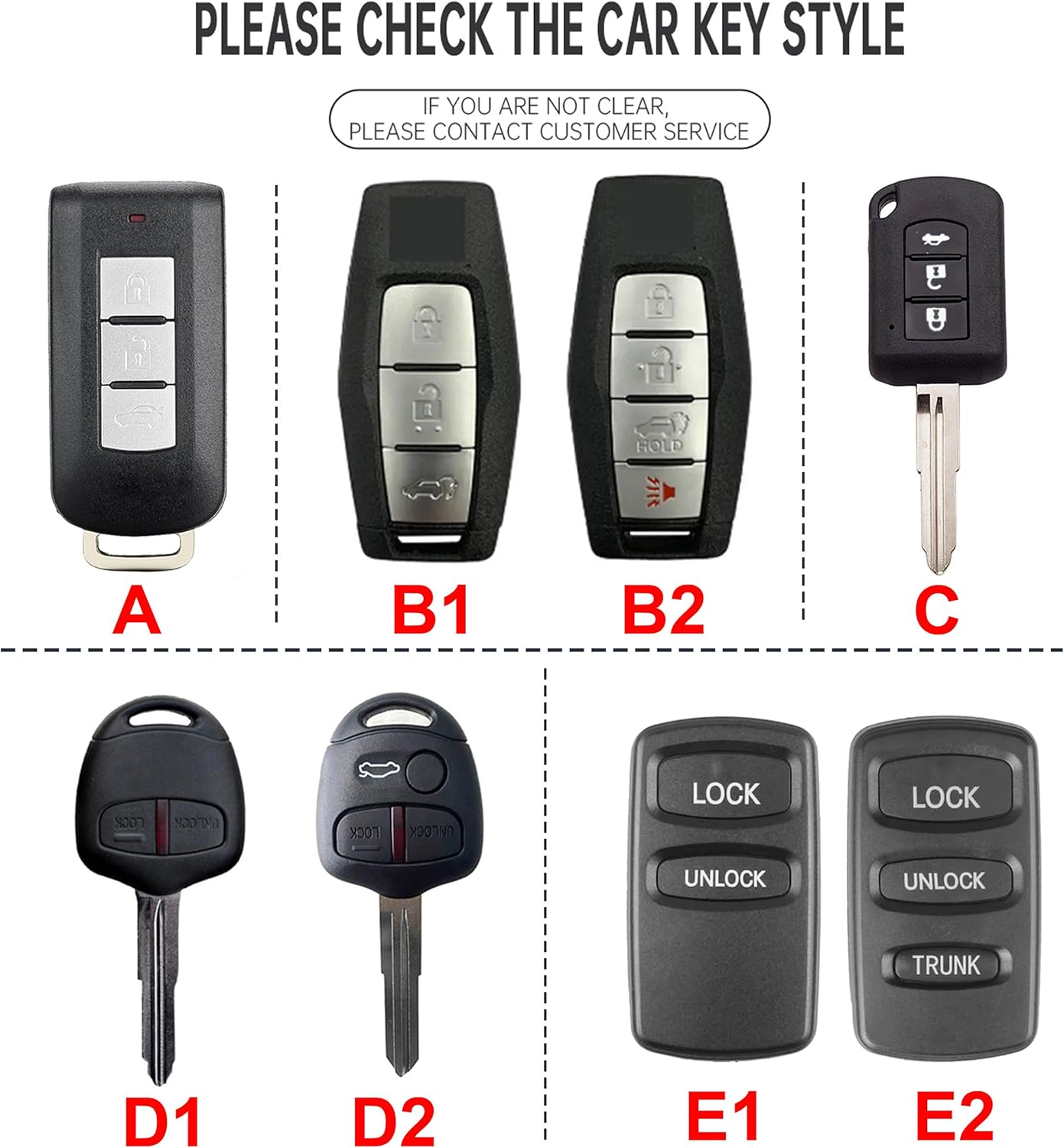 Ontto TPU Car Key Fob Cover Compatible with Mitsubishi Outlander Lancer Eclipse Mirage Pajero Sport L200 Montero Key Holder Keychain Shell Keyring Bag Bling Car Styling Accessories - A image number 6